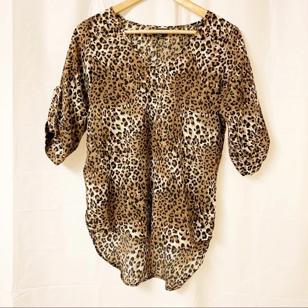 Twik Simons Cheetah Hi-Low 3/4 Sleeve Top Small - Picture 1 of 14